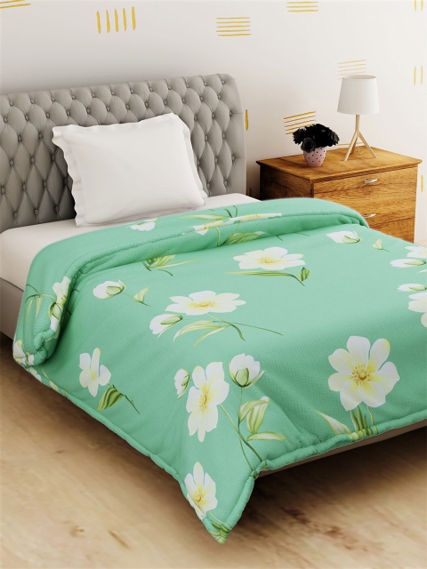 

Salona Bichona Green & White Floral Mild Winter 120 GSM Single Bed Comforter