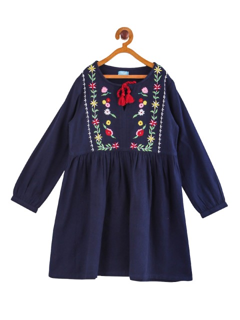 

Miyo Navy Blue Floral A-Line Dress