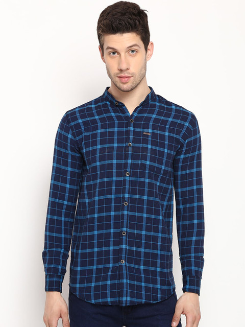 

V2 Value & Variety Men Blue Tartan Checks Checked Casual Shirt