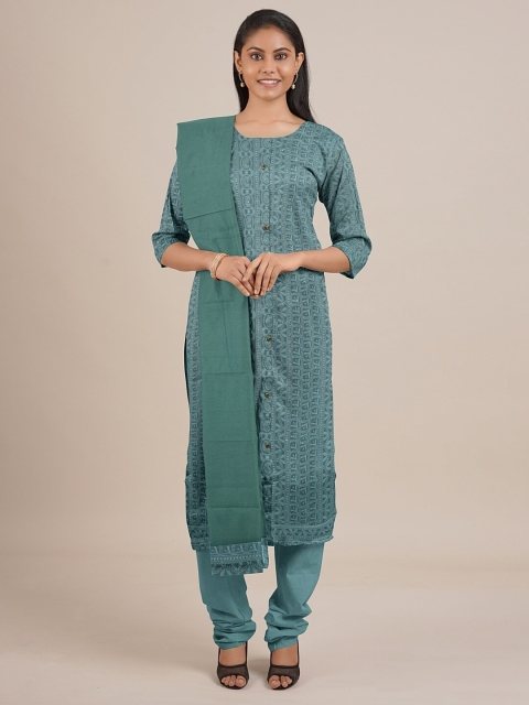 

Pothys Women Green Printed Unstitched Dress Material