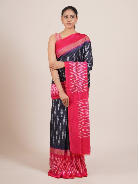 

Pothys Navy Blue & Pink Pure Silk Kanjeevaram Saree