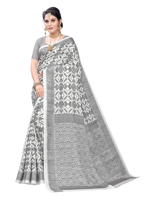 

KALINI White & Grey Art Silk Saree