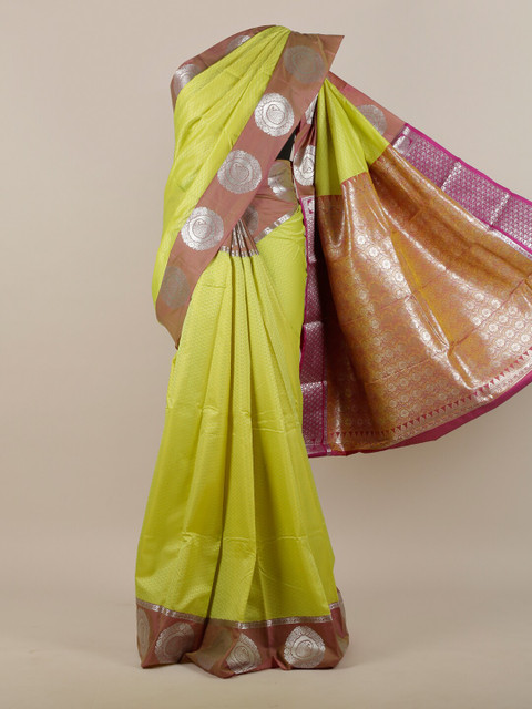 

Pothys Green & Brown Floral Art Silk Saree