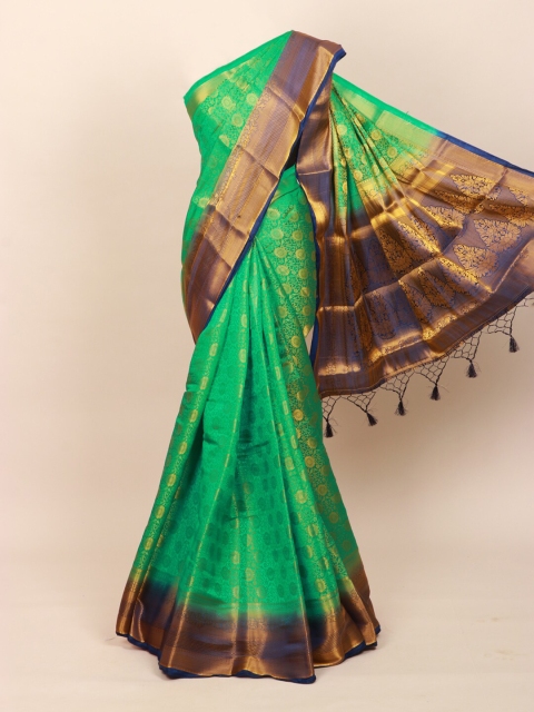 

Pothys Green & Blue Ethnic Motifs Zari Art Silk Banarasi Saree