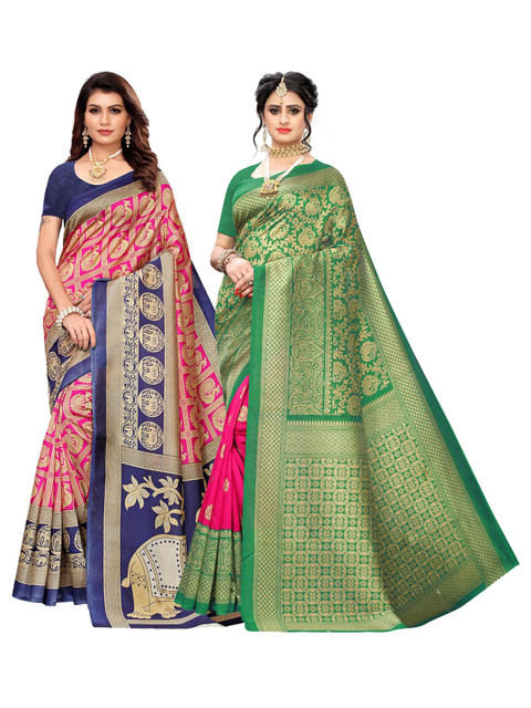 

KALINI Multicoloured Pack of 2 Ethnic Motifs Art Silk Saree, Multi