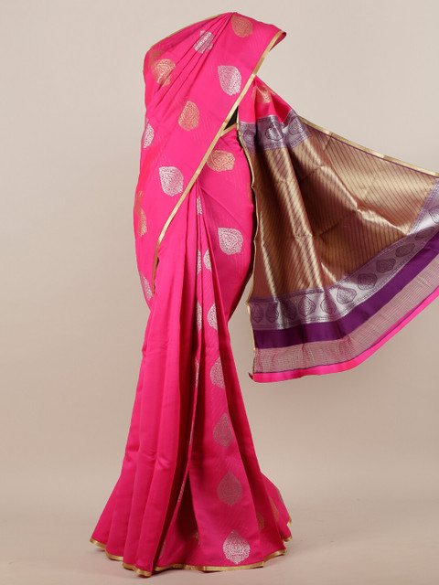 

Pothys Pink & Purple Ethnic Motifs Zari Art Silk Saree