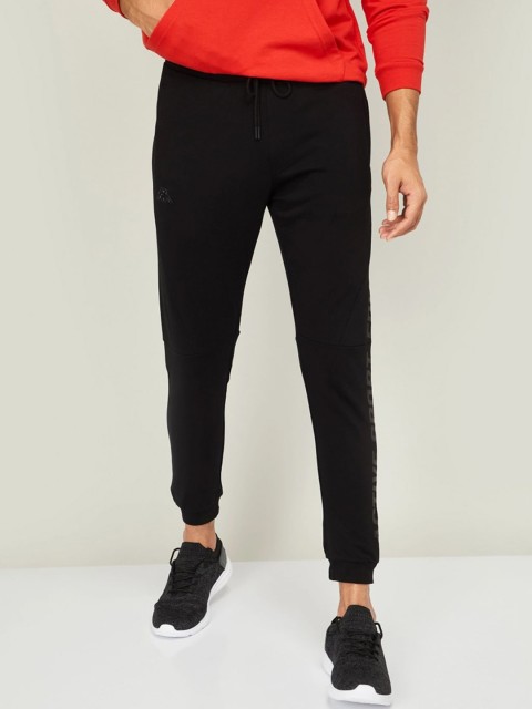 

Kappa Men Black Solid Slim-Fit Cotton Joggers