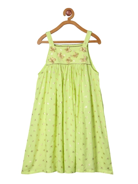 

Miyo Girls Lime Green Shoulder Straps A-Line Dress