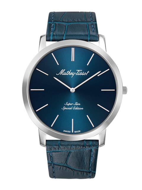 

Mathey-Tissot Men Blue Dial & Blue Leather Textured Straps Analogue Watch H6915ABU