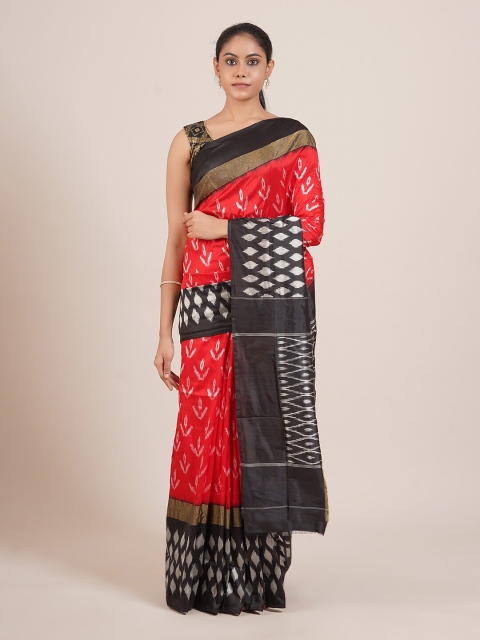 

Pothys Red & White Ethnic Motifs Pure Silk Kanjeevaram Saree