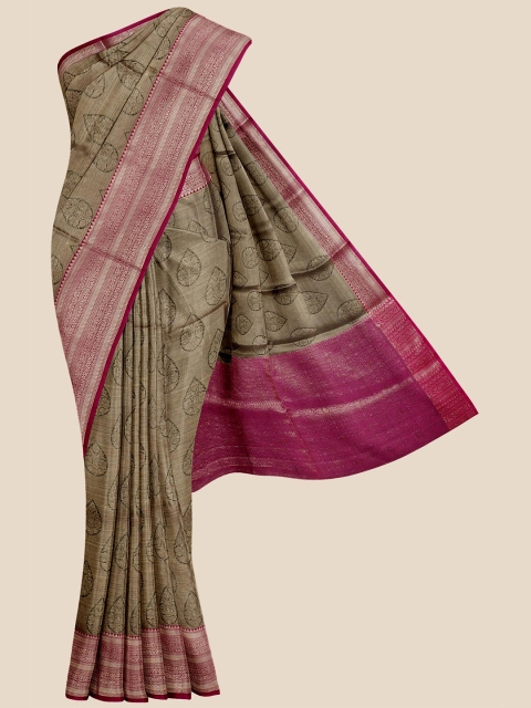

Kalamandir Black & Pink Woven Design Silk Blend Banarasi Saree