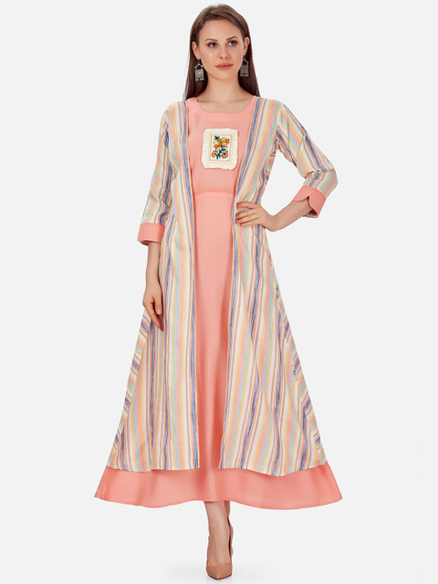 

Kiana Peach-Coloured A-Line Maxi Dress
