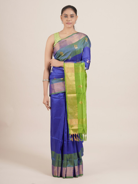

Pothys Blue & Green Pure Silk Uppada Saree