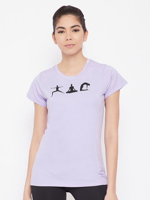 

Clovia Women Purple Typography Polo Collar Extended Sleeves T-shirt