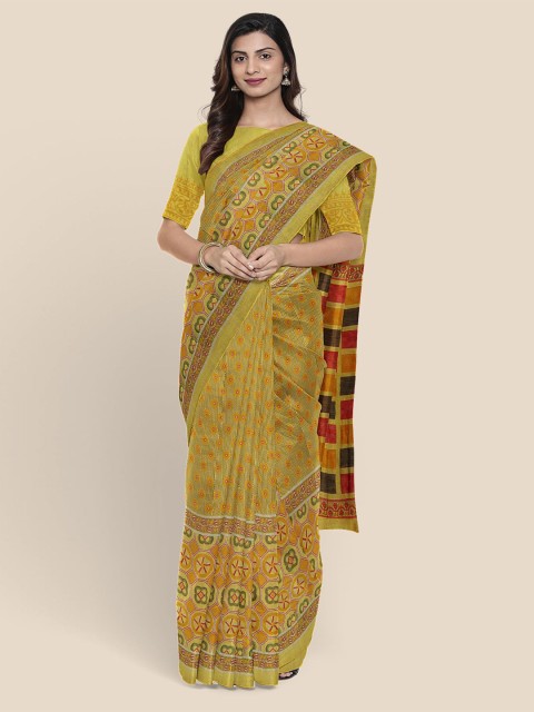 

Kalamandir Yellow & Green Linen Blend Saree