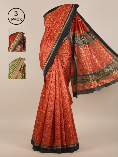 

Pothys Multicoloured Set of 3 Jute Silk Saree, Multi