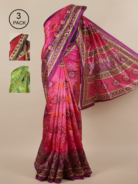 

Pothys Pack Of 3 Multicoloured Floral Jute Silk Saree, Multi