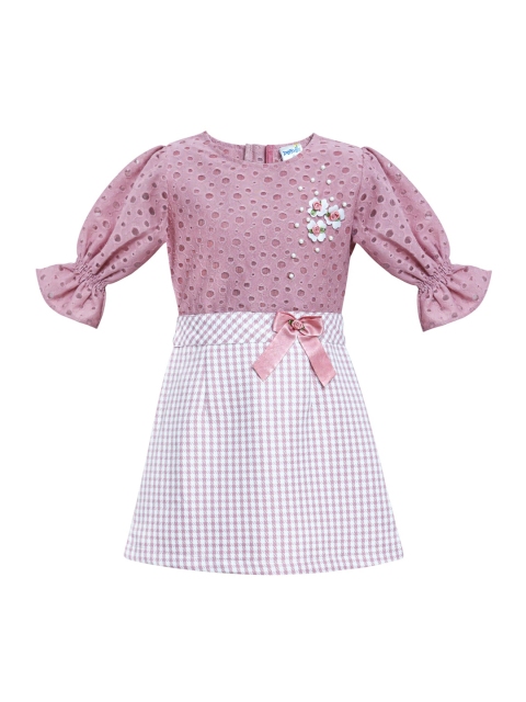 

Daffodils GIRLS WEAR Mauve Checked Jacquard A-Line Dress