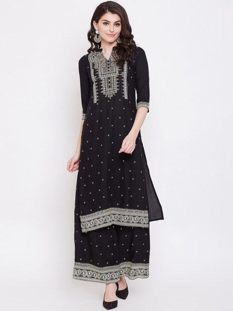 

Ishin Women Black Embroidered Kurta with Palazzos