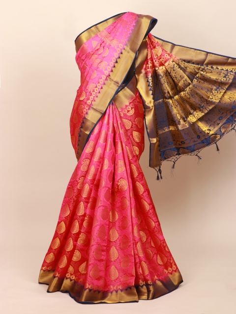 

Pothys Magenta & Blue Woven Design Zari Art Silk Banarasi Saree
