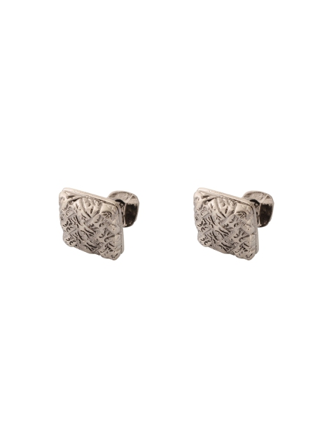 

The Tie Hub Silver-Toned & Black Square Cufflink