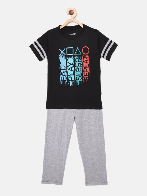 

mackly Boys Black & Blue Printed Night suit