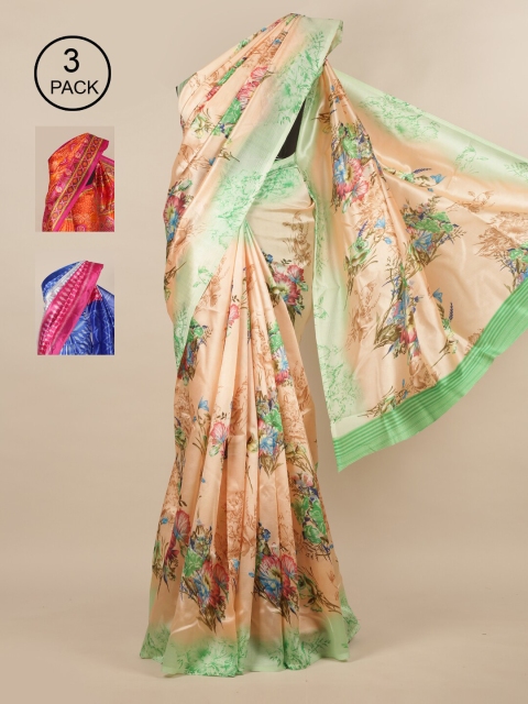 

Pothys Pack of 3 Jute Silk Saree, Peach