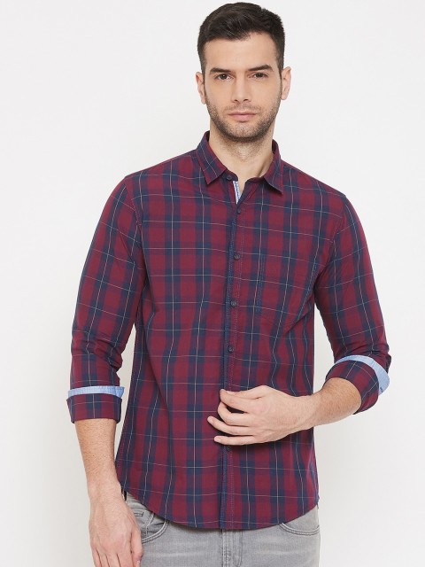 

Octave Men Maroon Tartan Checks Checked Casual Shirt
