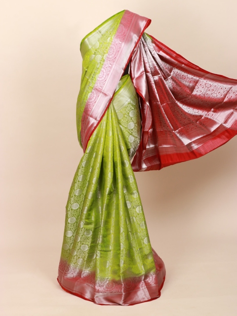 

Pothys Green & Red Woven Design Art Silk Banarasi Saree
