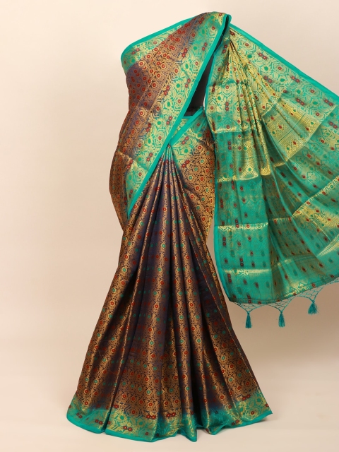 

Pothys Blue & Red Floral Zari Art Silk Banarasi Saree