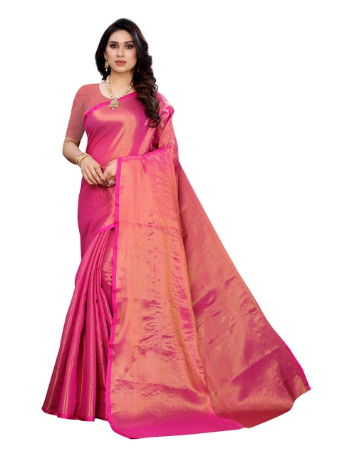 

KALINI Pink & Gold-Toned Silk Blend Saree
