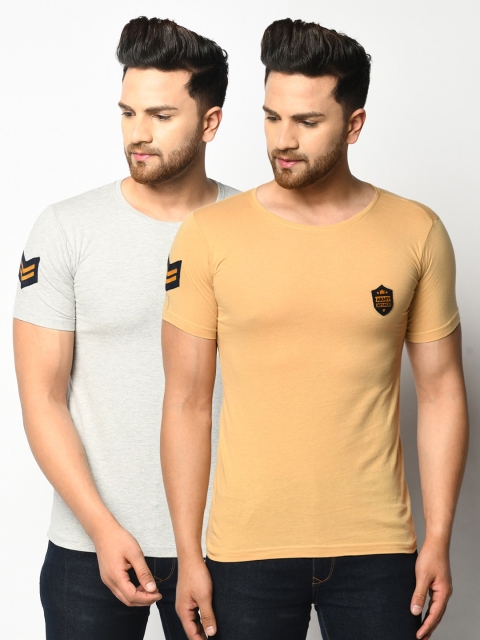 

ELEGANCE Men Grey & Beige 2 T-shirts