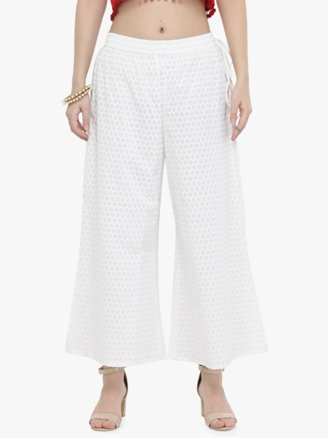 

KSUT Women White Printed Ethnic Palazzos