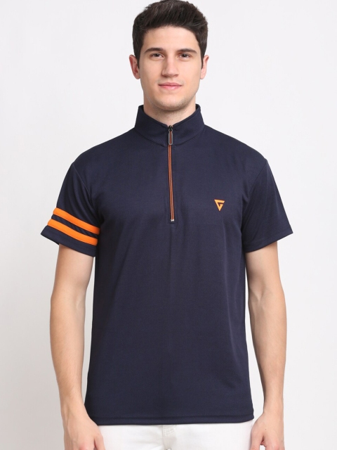 

GRIFFEL Men Navy Blue High Neck T-shirt
