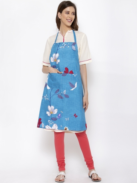 

KLOTTHE Unisex Blue & Red Printed Cotton 210 TC Aprons
