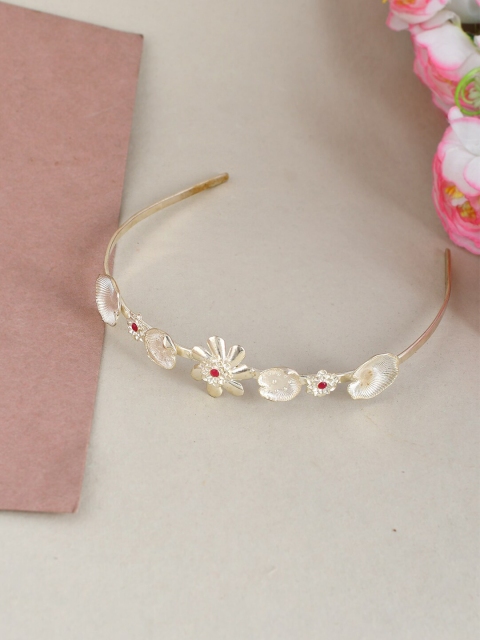 

Silvermerc Designs Women Silver & Pink Embellished Tiara