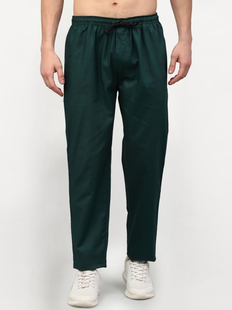 

JAINISH Men Green Solid Slim-Fit Pure Cotton Track Pants
