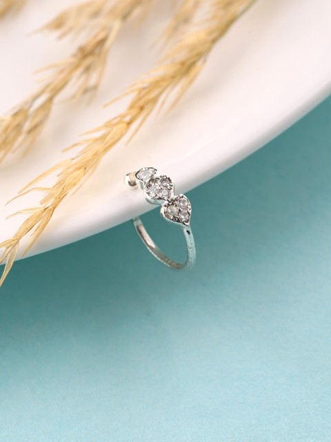 

ADORN by Nikita Ladiwala Silver-Toned Cubic-Zirconia-Studded Nose Ring