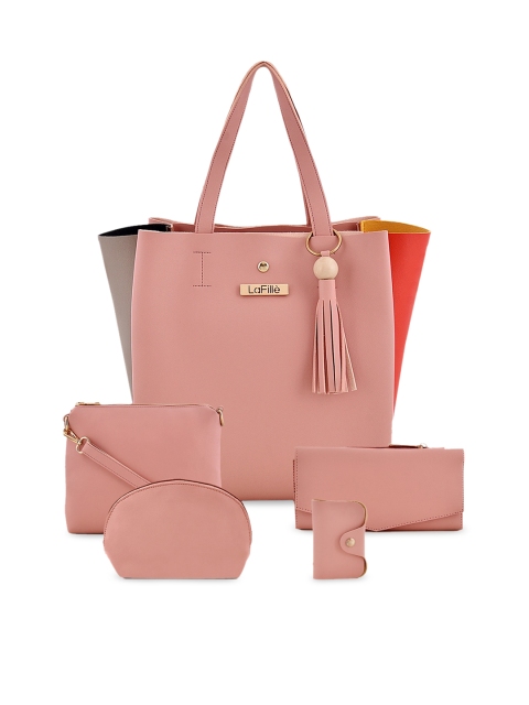 

LaFille Pink PU Structured Shoulder Bag Combo
