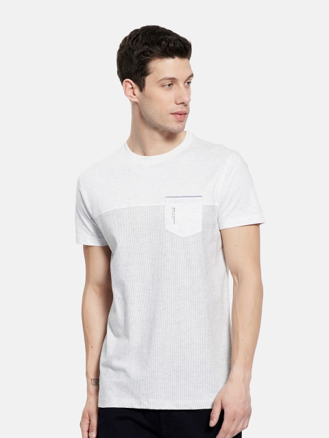 

Octave Men White Colourblocked Cotton T-shirt