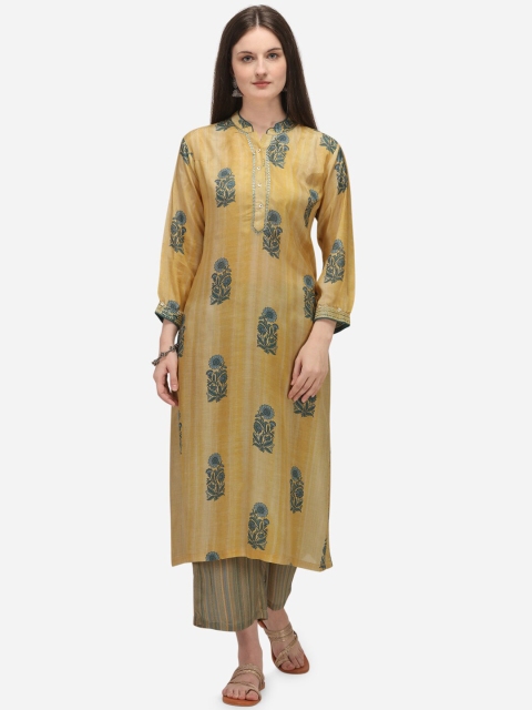 

Seerat Women Yellow & Green Floral Printed Kurta with Palazzos