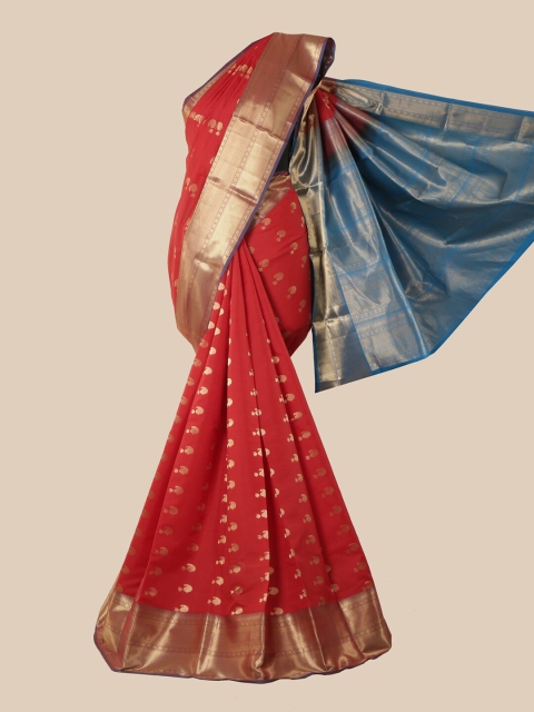 

Pothys Red & Gold-Toned Woven Design Pure Silk Kanjeevaram Saree