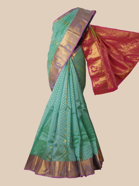 

Pothys Green & Pink Woven Design Zari Pure Silk Kanjeevaram Saree