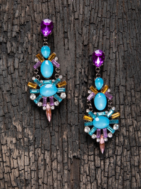 

DIVA WALK Silver & Blue Contemporary Drop Earrings