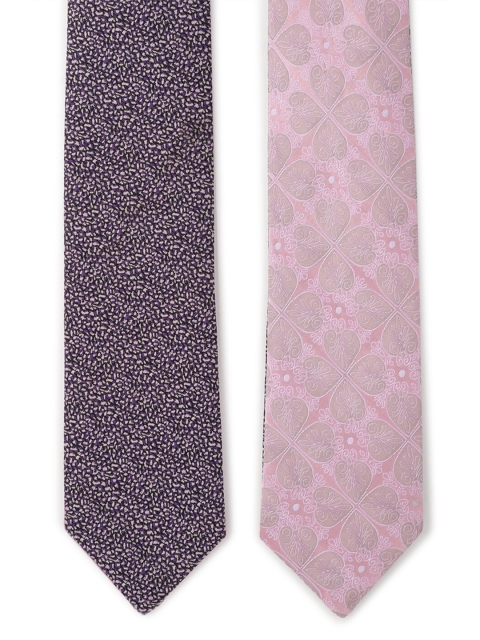 

Louis Philippe Men Pack Of 2 Pink & Purple Woven Design Silk Broad Tie