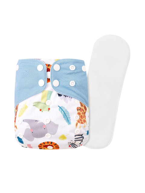 

GUCHIGU Kids Blue & White Printed Washable Cloth Diapers