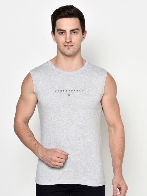 

Octave Men Grey & Black Typography Printed Cotton T-shirt