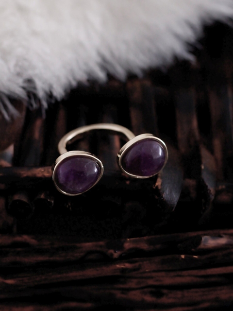 

Bellofox Gold-Plated Purple Stone-Studded Drop Marble Finger Ring
