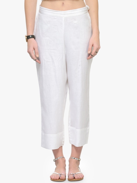 

KSUT Women White Cigarette Trousers