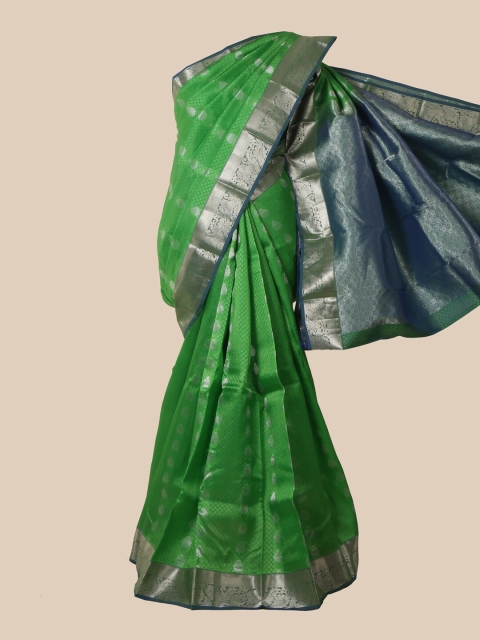 

Pothys Green & Blue Ethnic Motifs Zari Pure Silk Kanjeevaram Saree